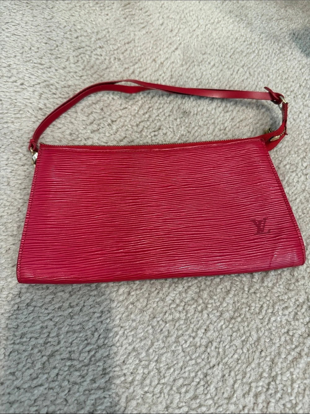 Louis Vuitton Red Epi Leather Wristlet Pochette